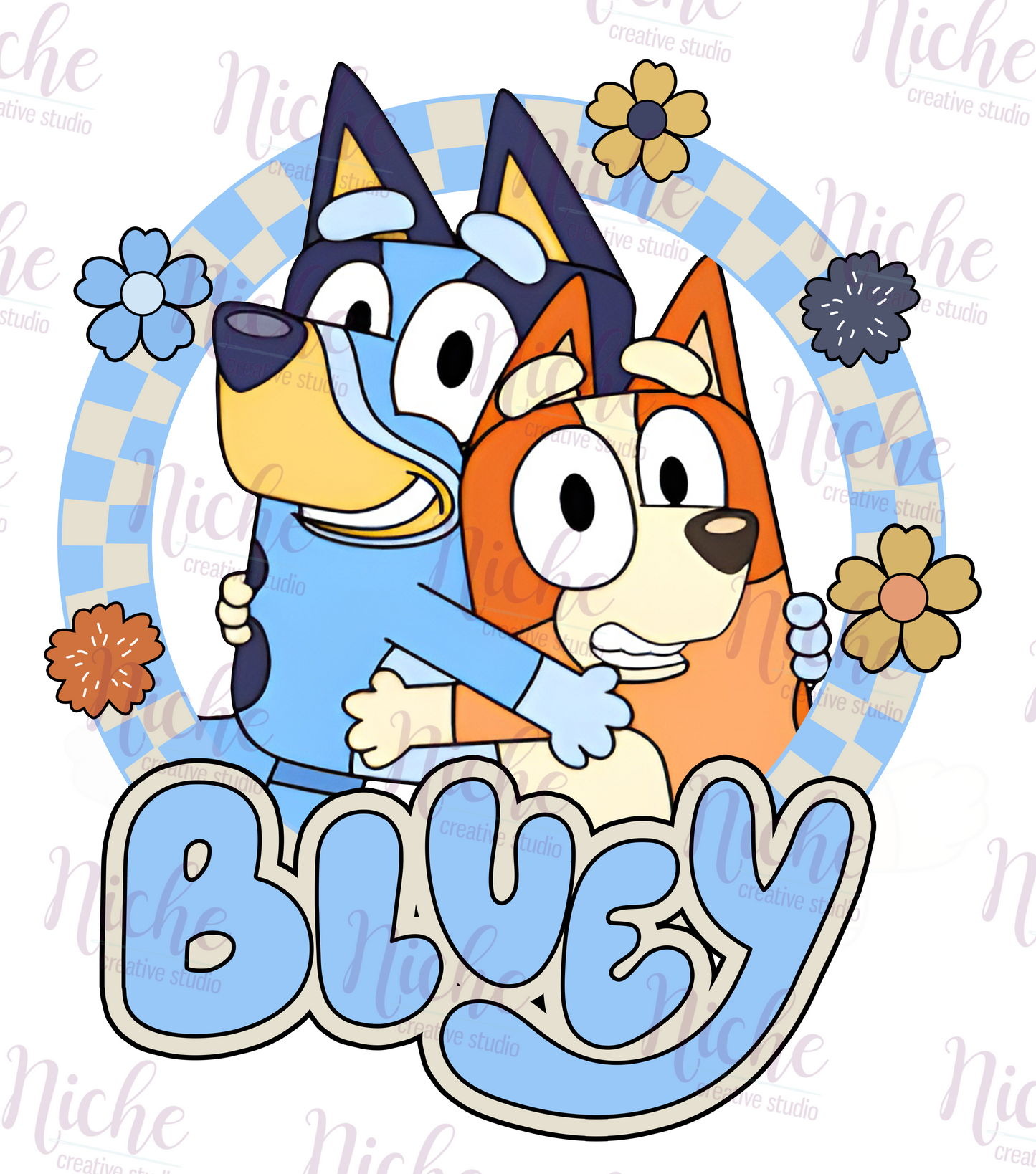 -KID1773 Blue and Flowers Decal