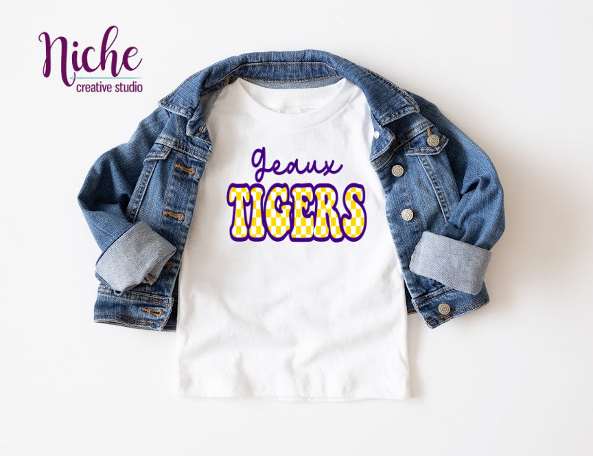 -LA1092 Geaux Tigers Checkered Decal