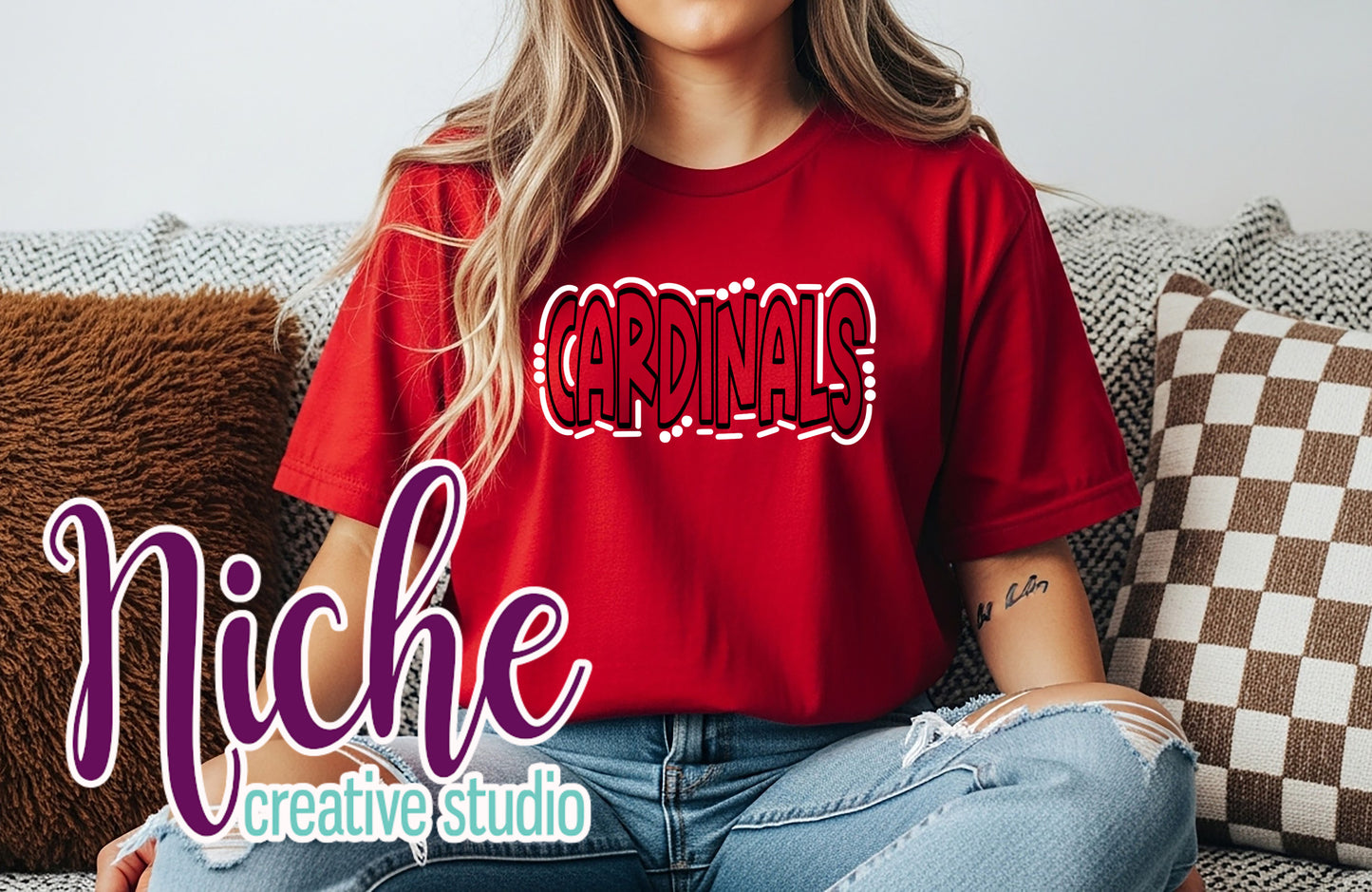 -LAC4512 Cardinals Doodle Decal