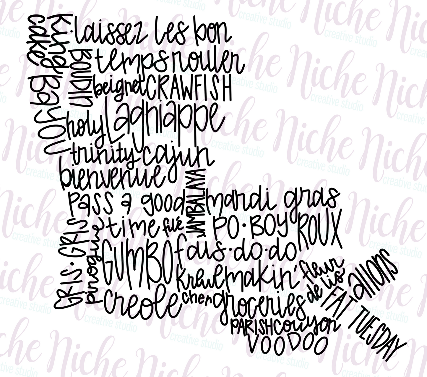 -LOU8290 Louisiana Word Collage Decal