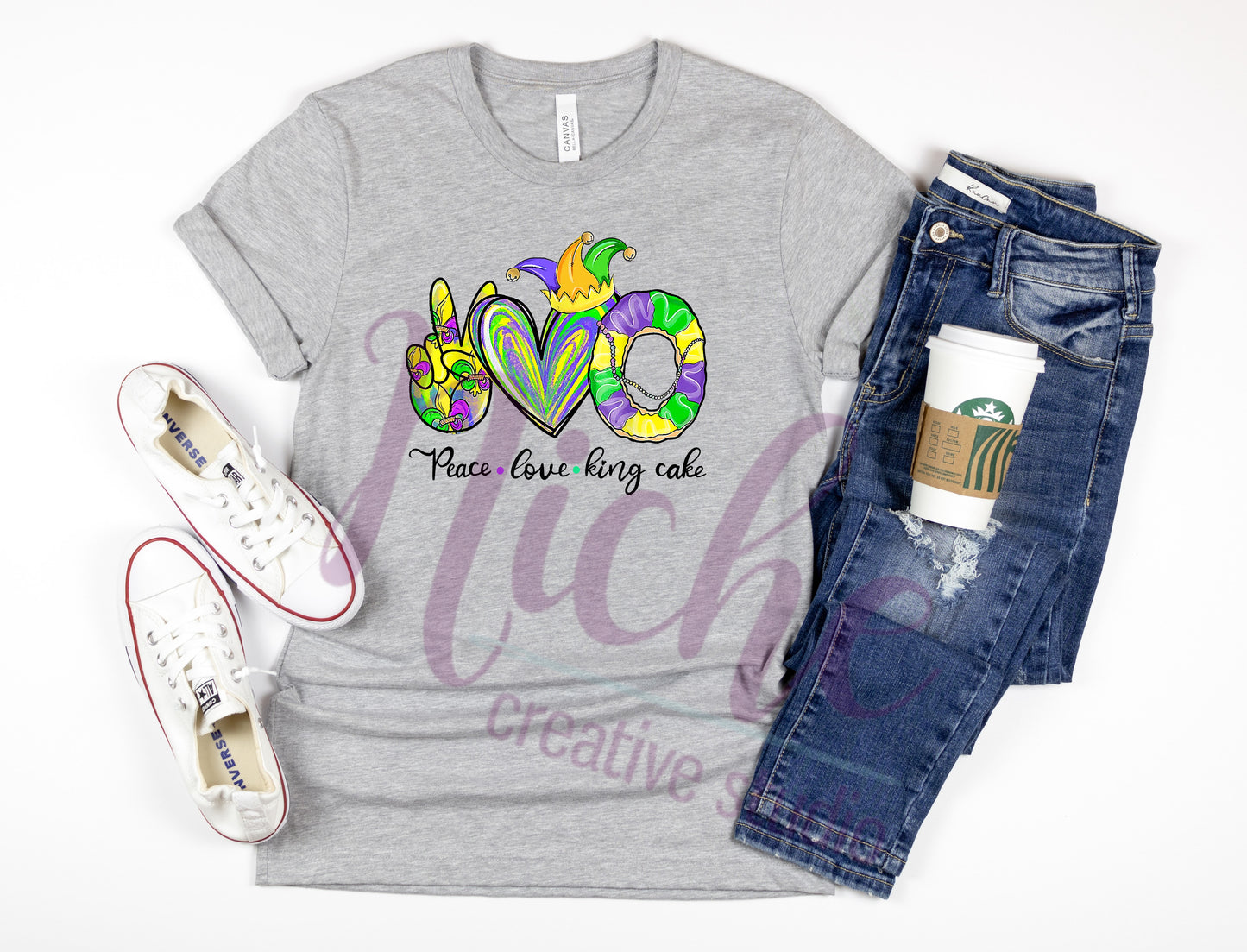 -MAR1107 Peace Love King Cake Decal