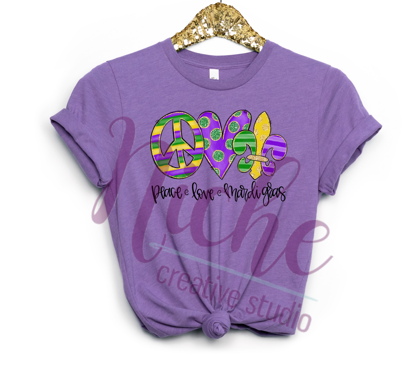 -MAR1108 Peace Love Mardi Gras Decal