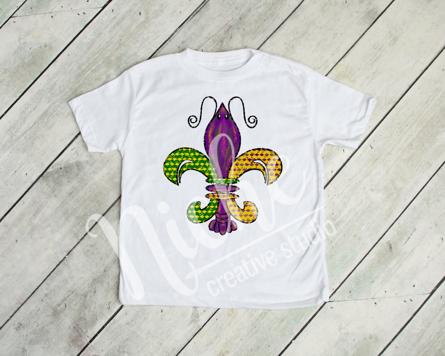 -MAR1255 Crawfish Fleur de Lis Decal