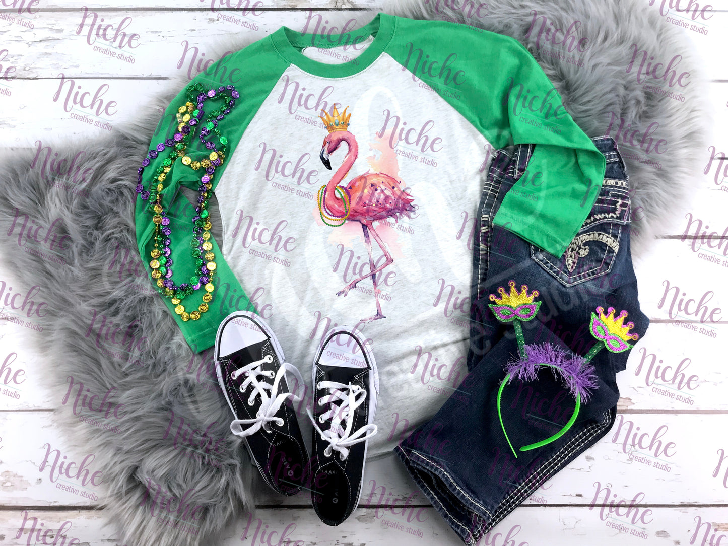 -MAR1259 Flamingo Mardi Gras Decal