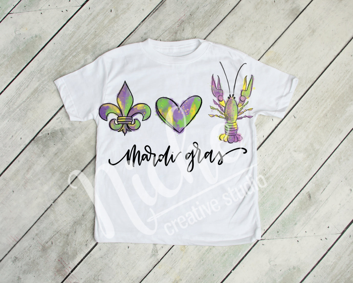 -MAR1274 Peace Love Crawfish Mardi Gras Decal