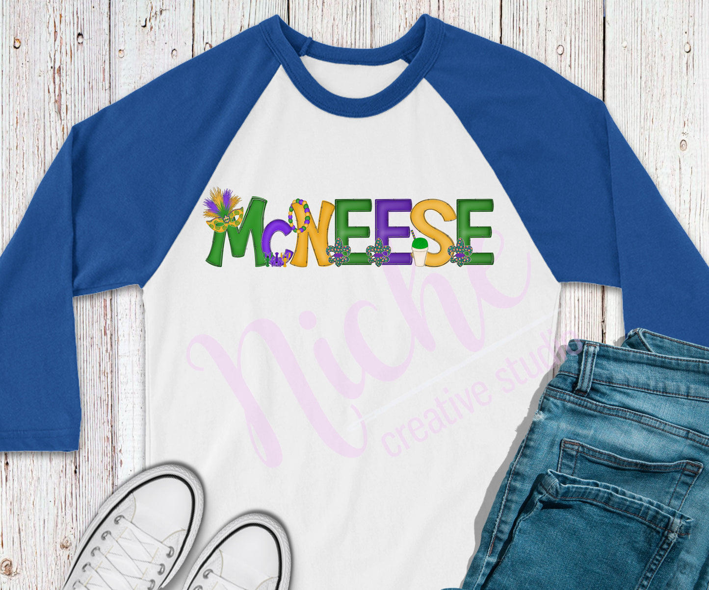 -MAR1279 McNeese Mardi Gras Letter Decal
