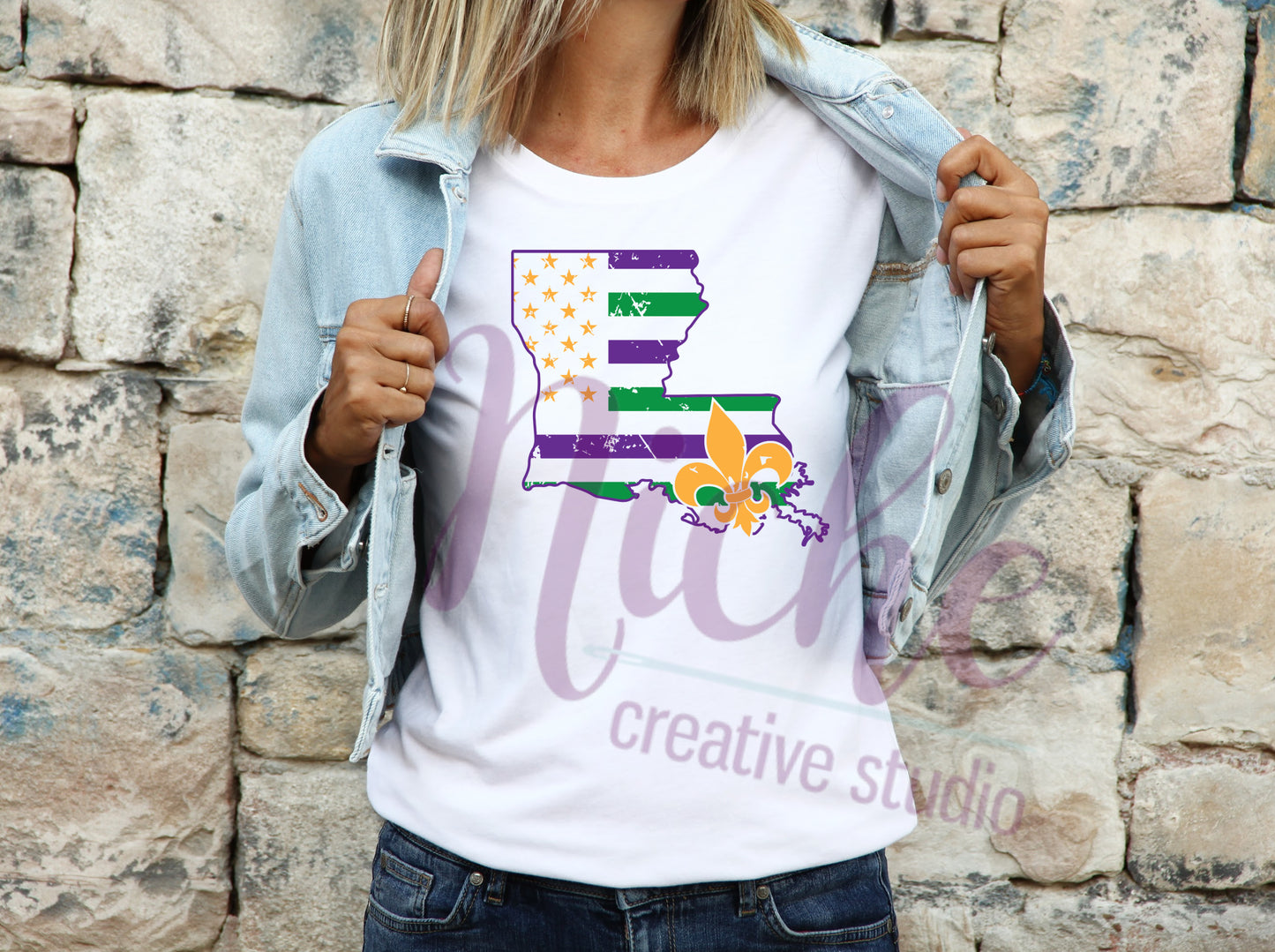 -MAR1285 Louisiana Mardi Gras Flag Decal