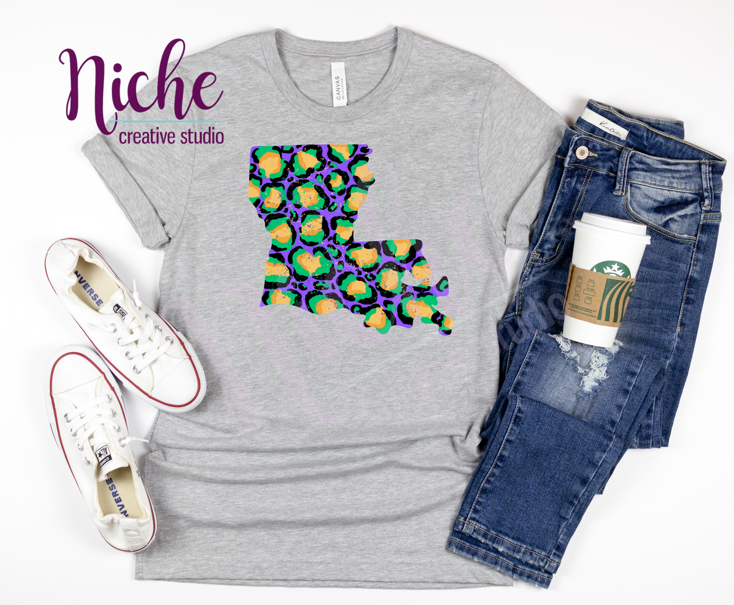 -MAR1289 Mardi Gras Leopard Print Louisiana Decal