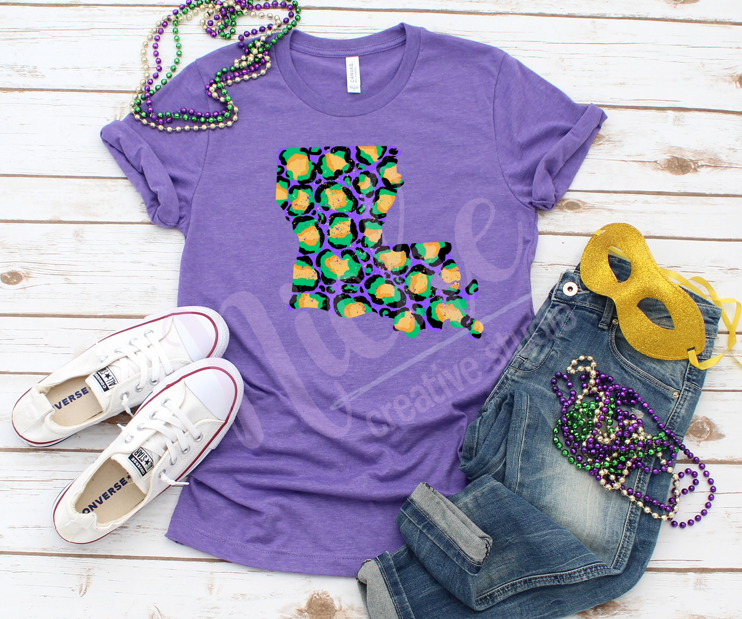 -MAR1289 Mardi Gras Leopard Print Louisiana Decal