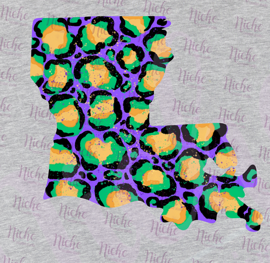 -MAR1289 Mardi Gras Leopard Print Louisiana Decal
