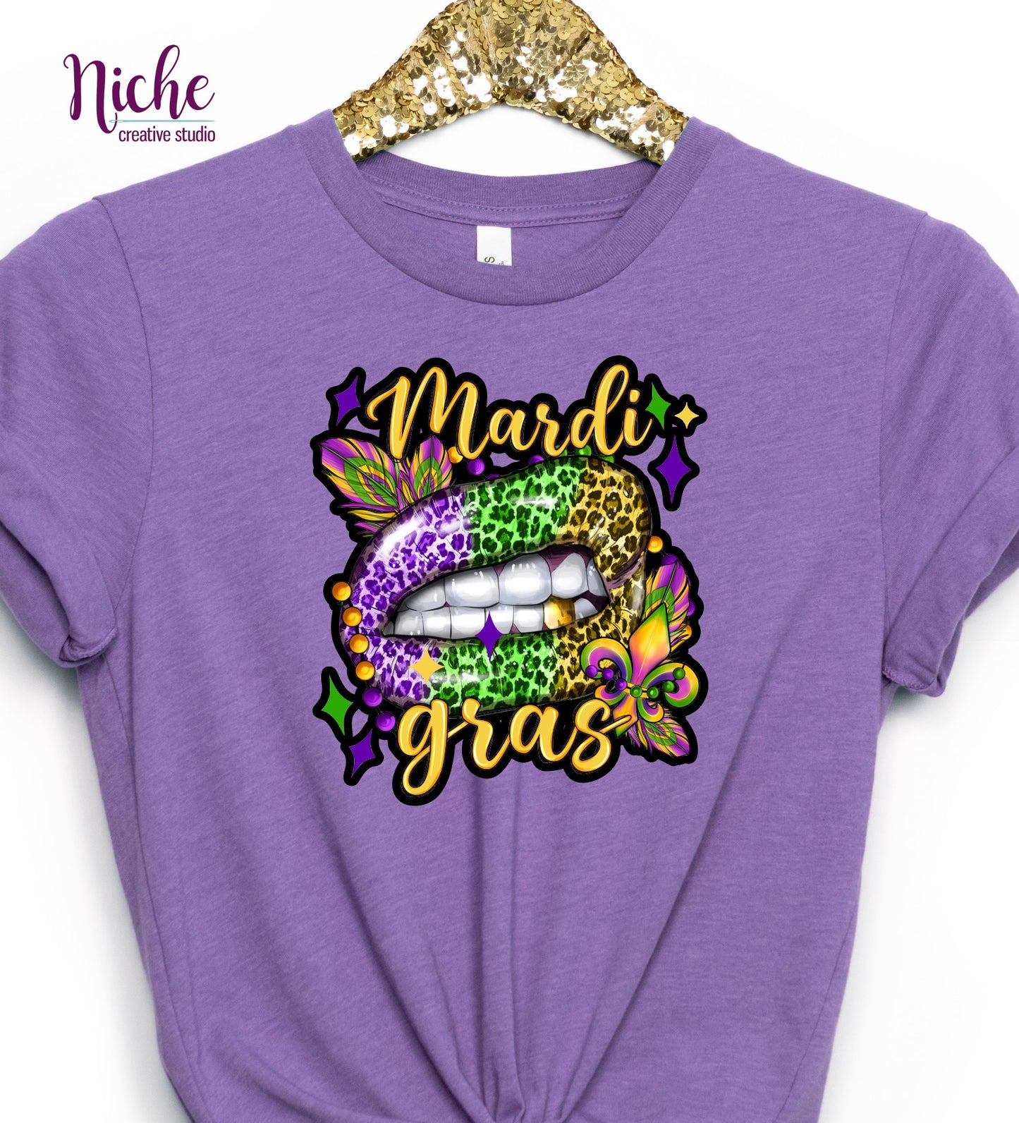 -MAR1290 Mardi Gras Lips Leopard Print Decal