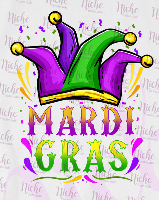 -MAR1291 Mardi Gras Jester Hat Decal