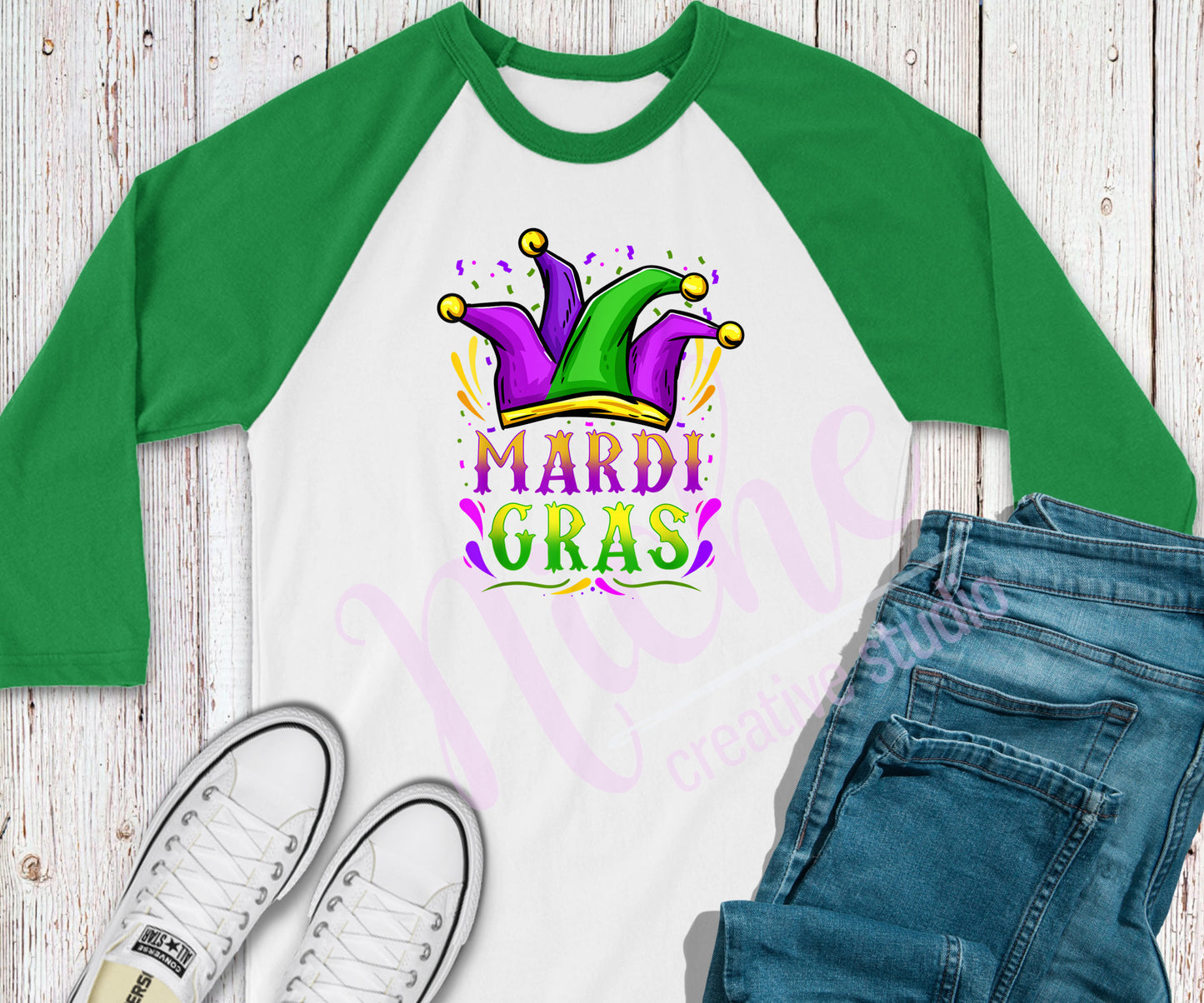 -MAR1291 Mardi Gras Jester Hat Decal