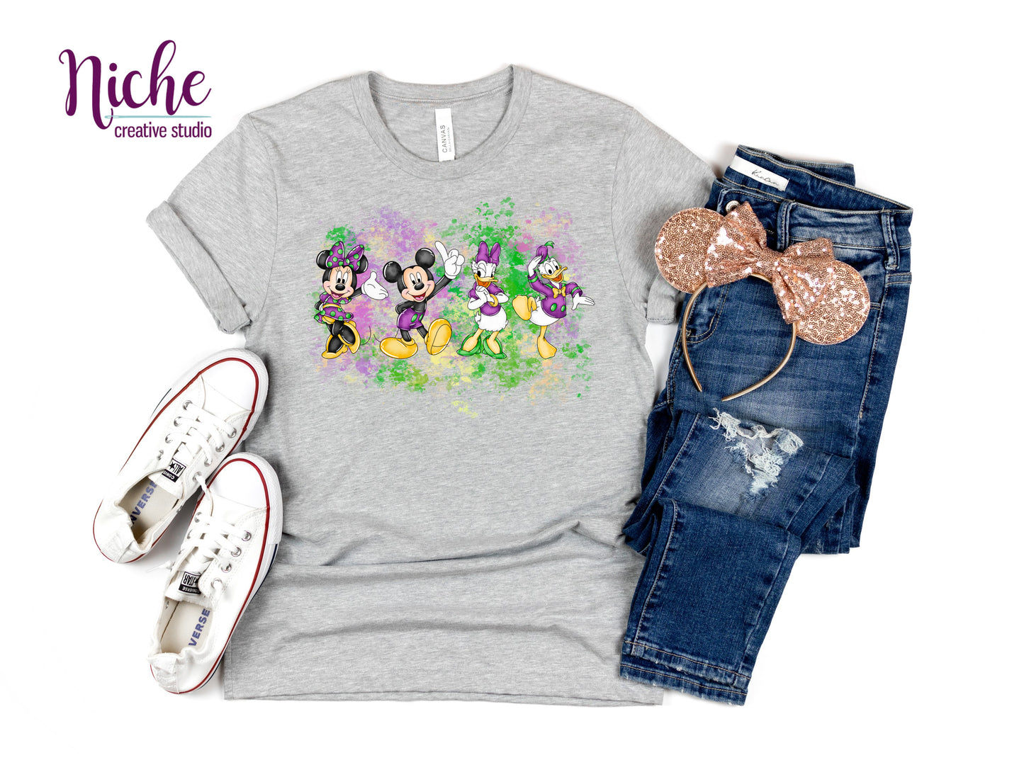 -MAR1294 Mouse Characters Mardi Gras Decal