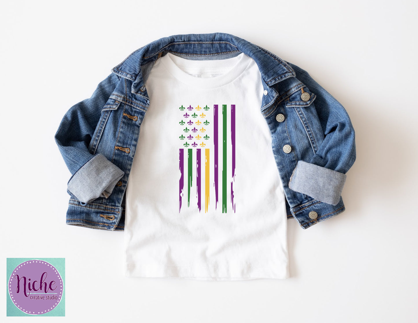 -MAR1326 Mardi Gras Flag Decal