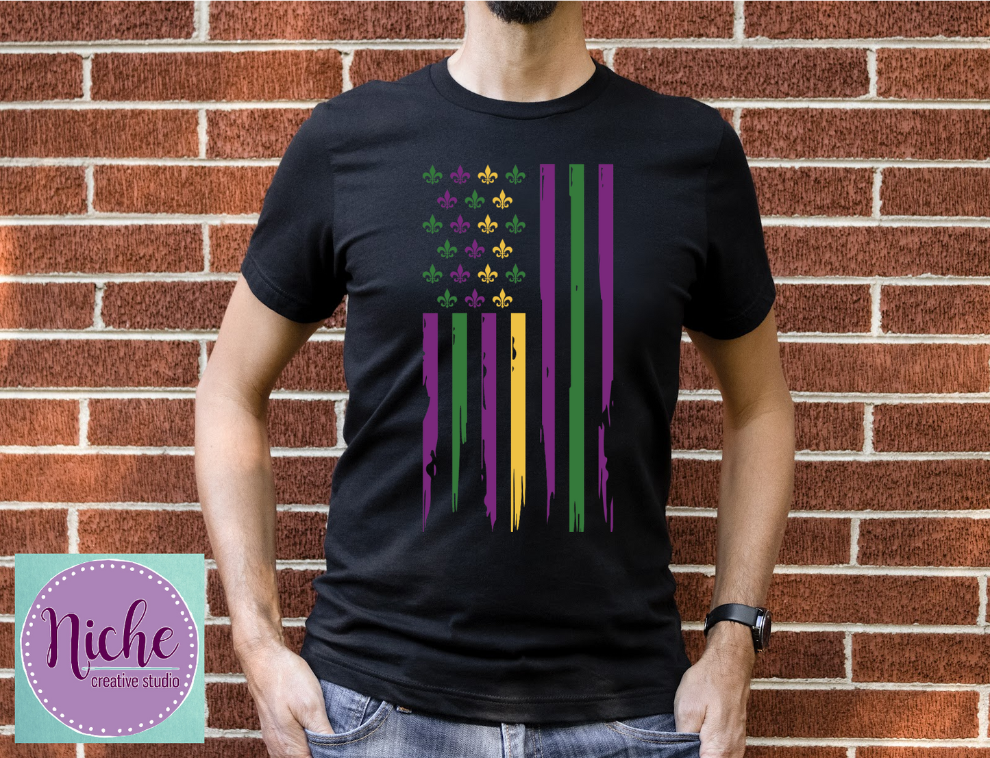 -MAR1326 Mardi Gras Flag Decal