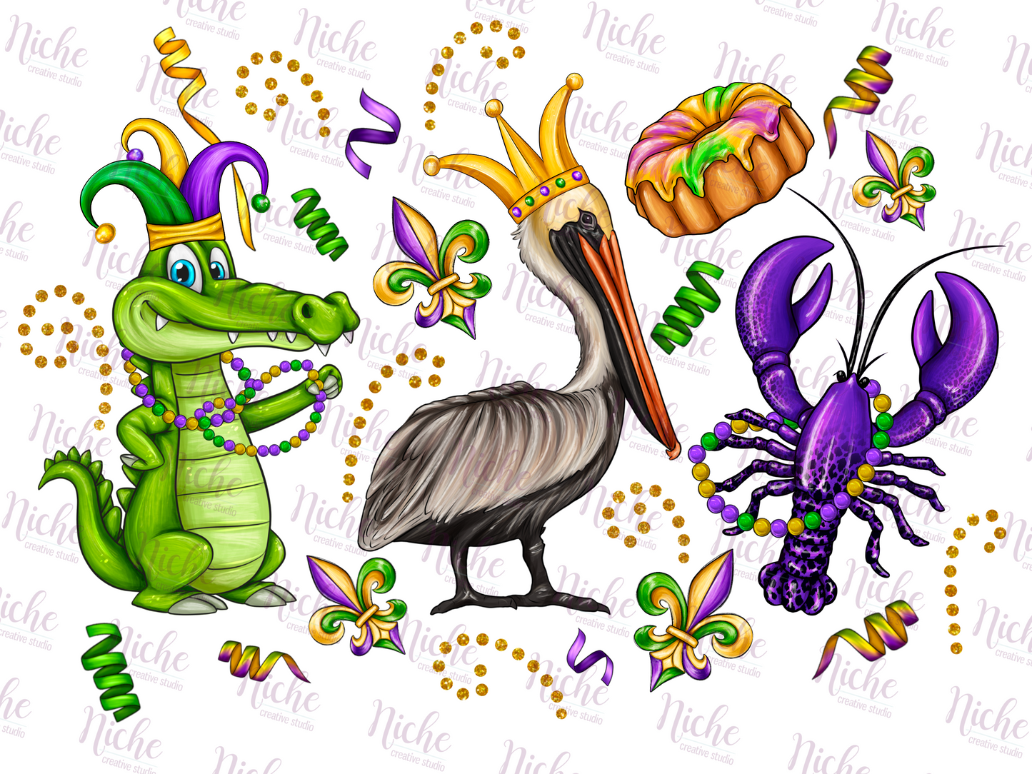 -MAR1358 Alligator Pelican Crawfish Decal