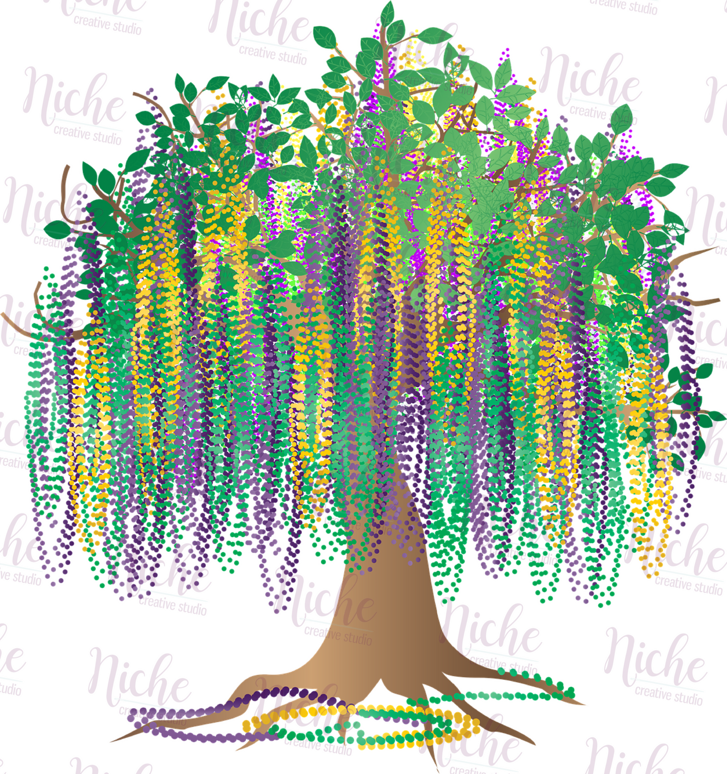 -MAR1469 Mardi Gras Bead Tree Decal