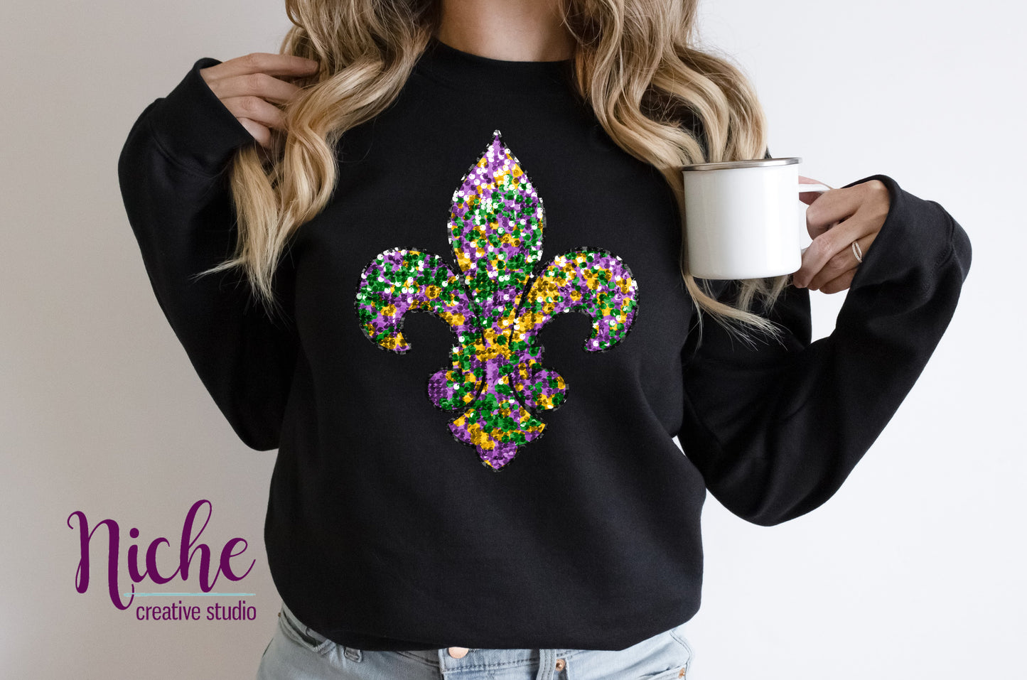 -MAR1461 Sequin Fleur De Lis Decal