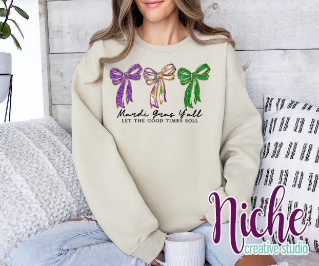 -MAR8421 Mardi Gras Preppy Bow Decal