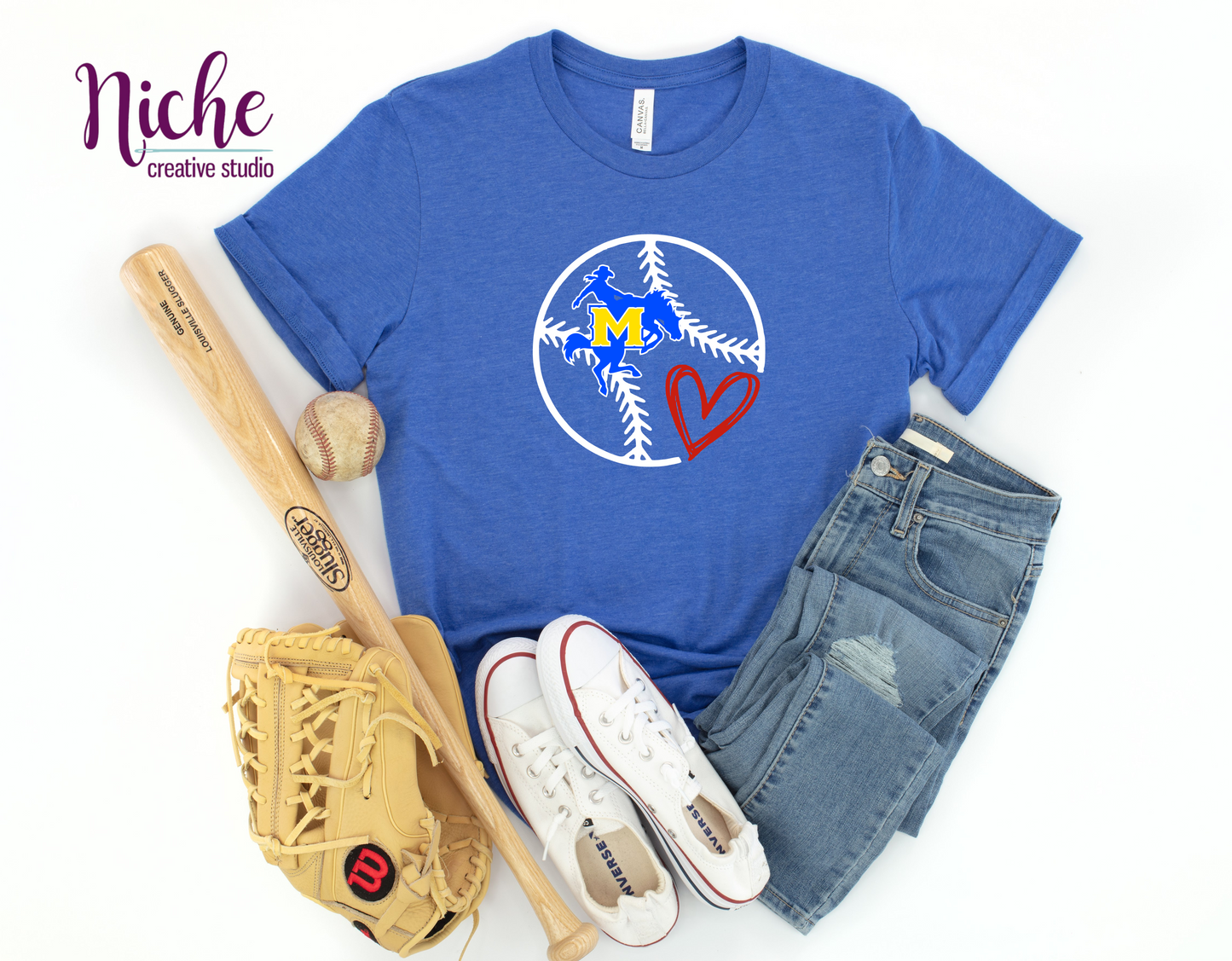 -MCN1427 Baseball Heart Decal