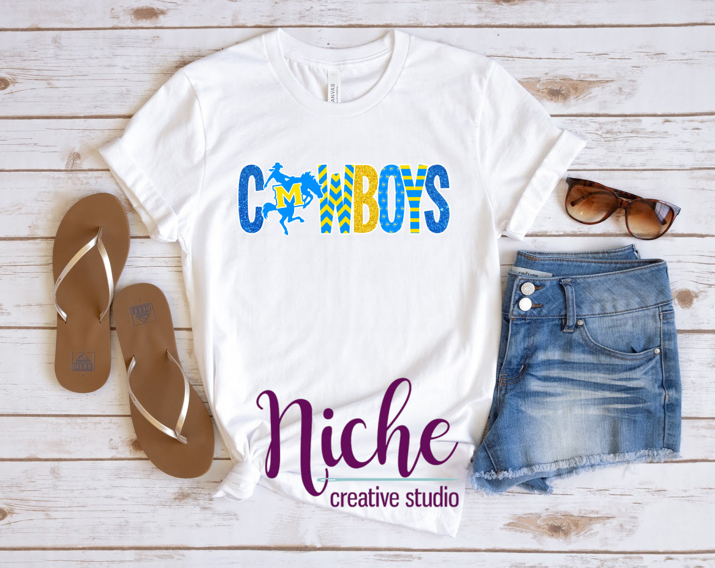 -MCN5460 Cowboys Glitter Lettering Decal