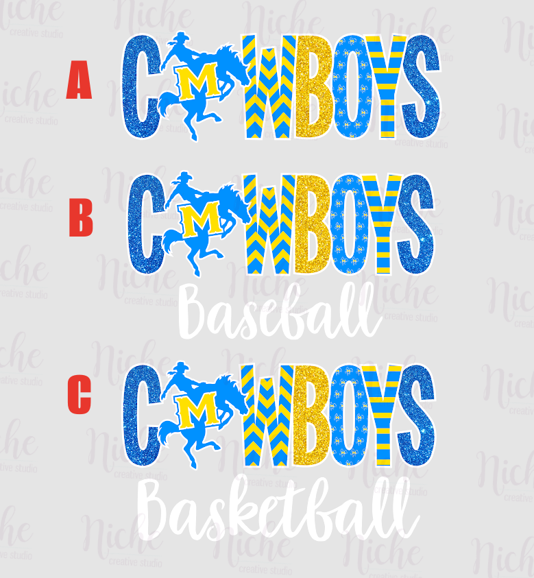 -MCN5460 Cowboys Glitter Lettering Decal