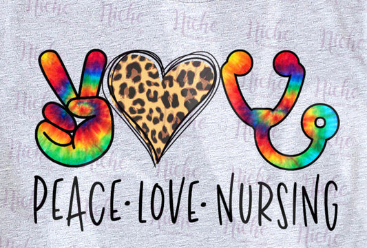 -MED1800 Peace Love Nursing Tie Dye Decal