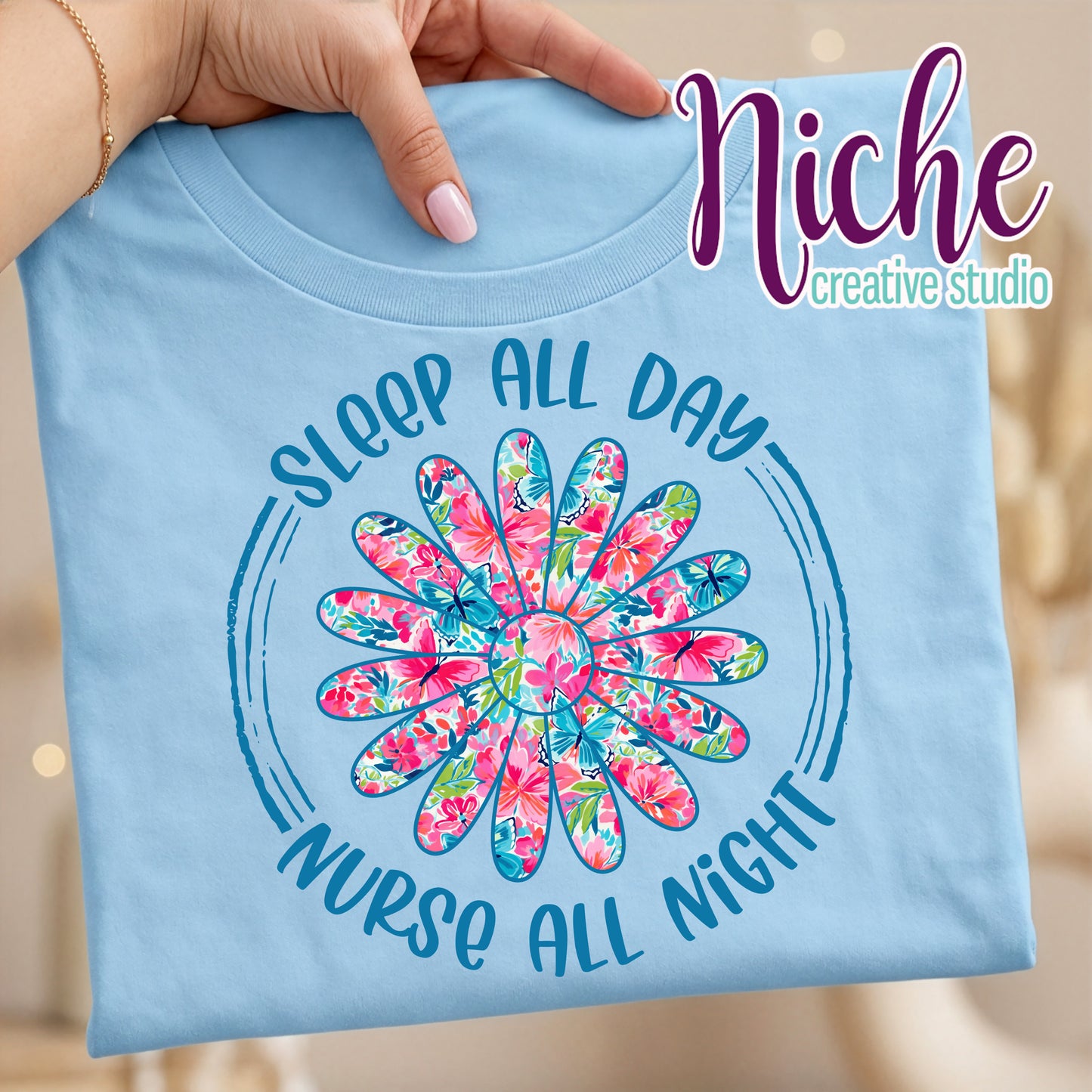 -MED8570 Sleep All Day Nurse All Night Decal