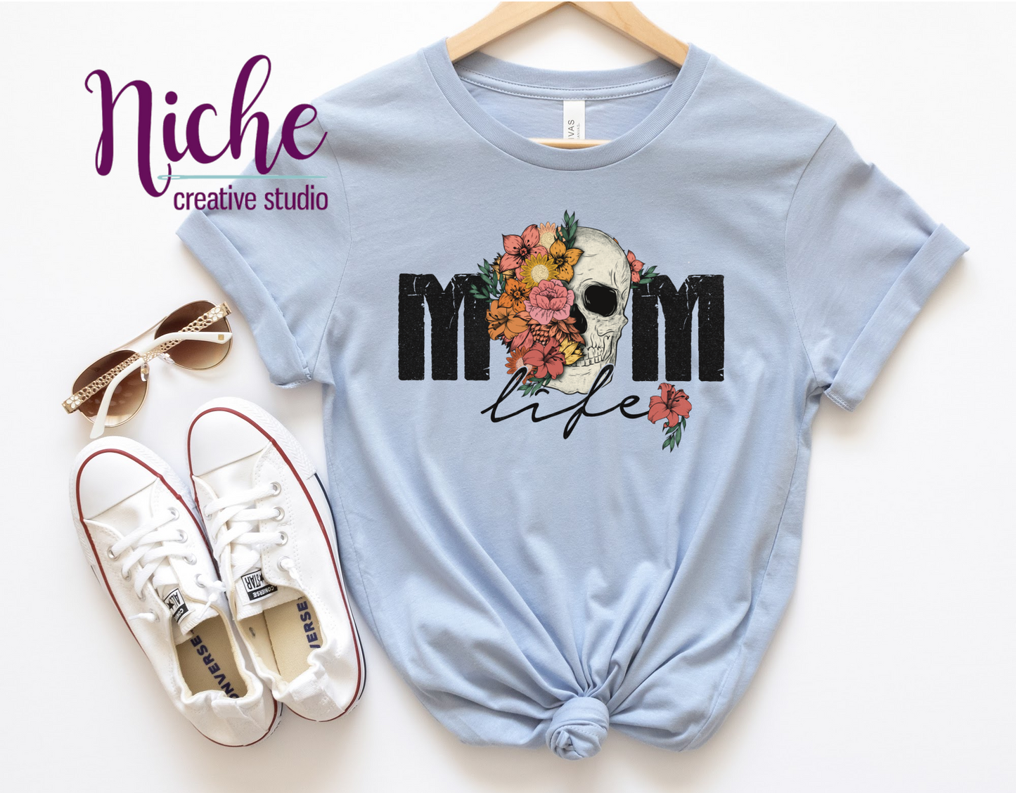 -MOM5093 Floral Mom Skull Decal