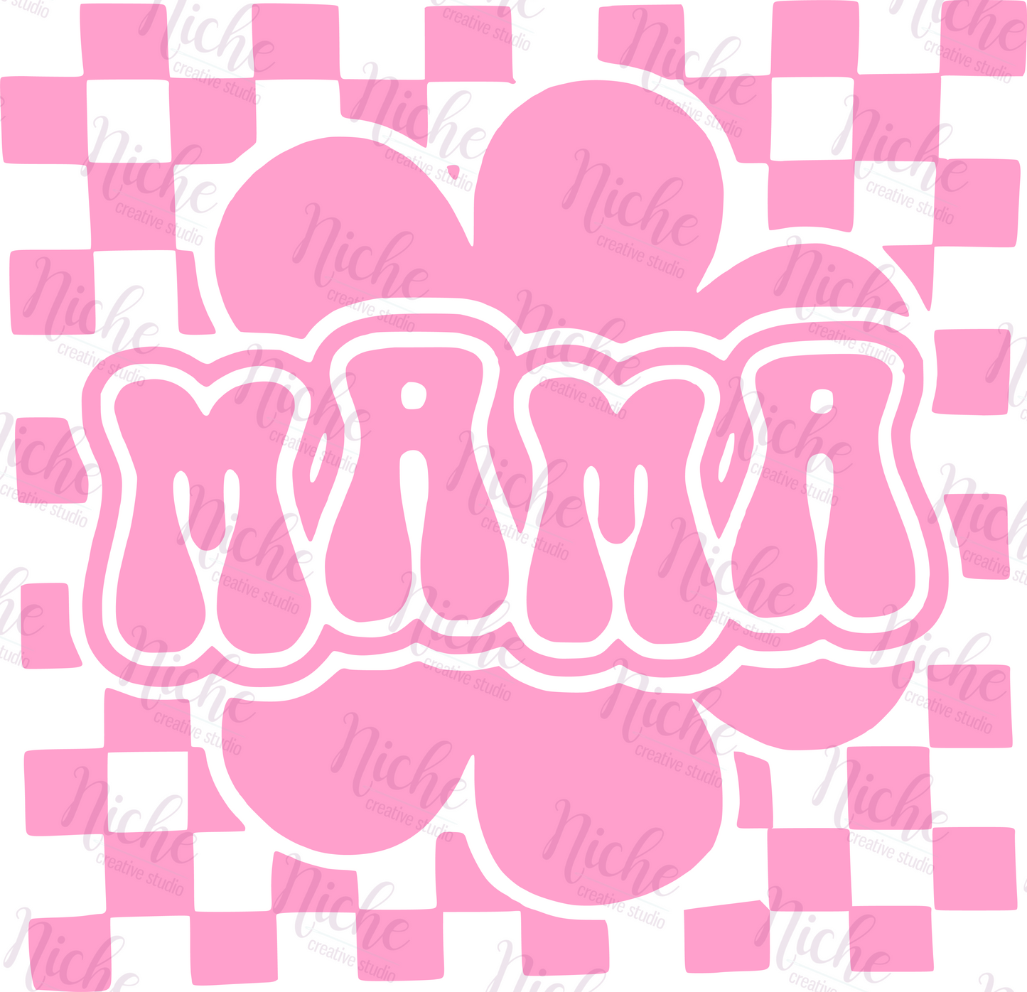 -MOM8229 Checkered Flower Mama Decal