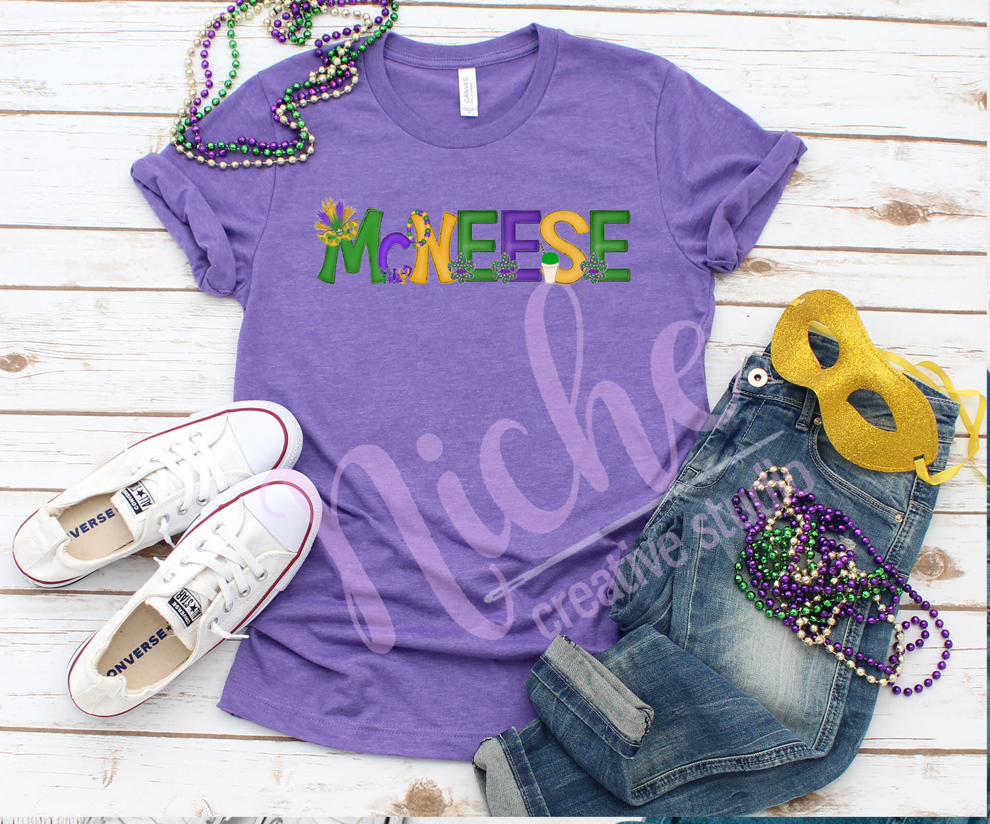 -MAR1279 McNeese Mardi Gras Letter Decal