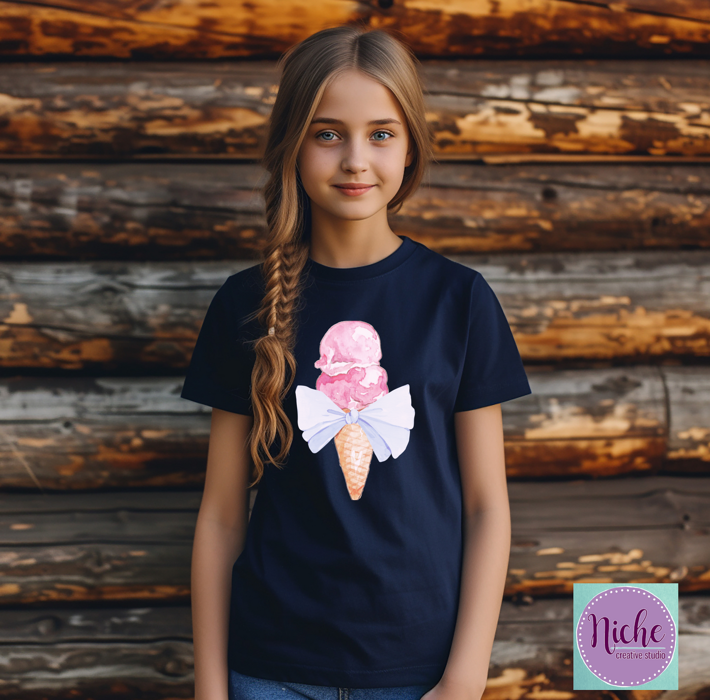 -OTH8239 Strawberry Ice Cream with Bow Decal