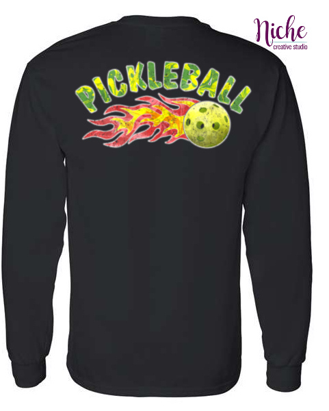 -PIC5175 Pickleball with Flames Decal