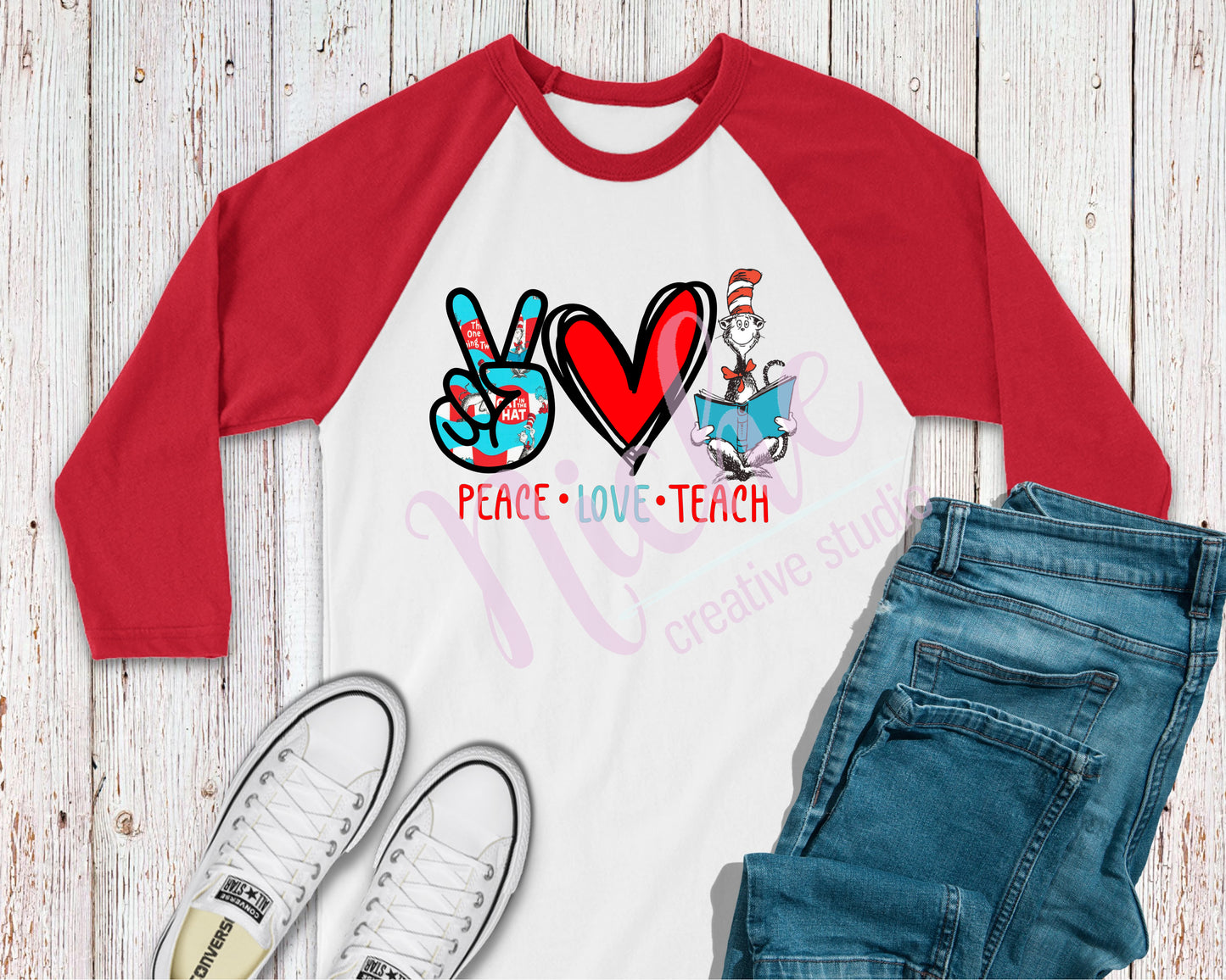 -DRS1122 Peace Love Teach Decal