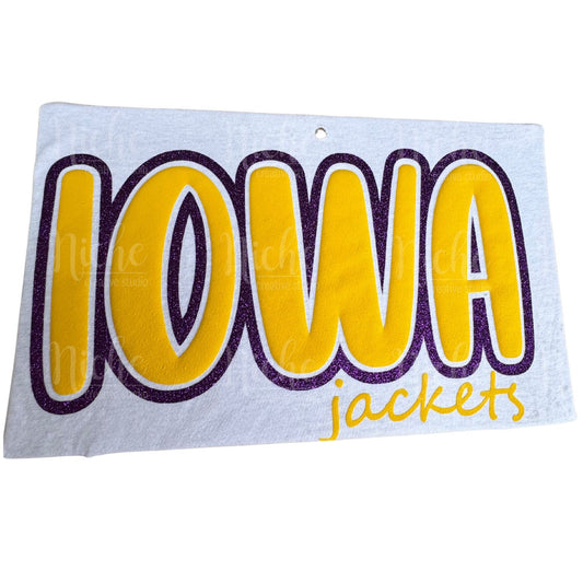Iowa Glitter Puff Vinyl Decal