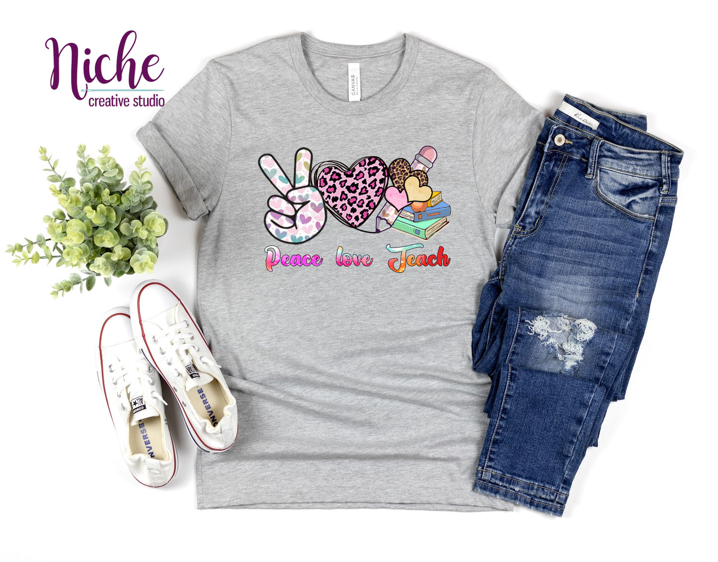 -SCH032 Peace Love Teach Decal