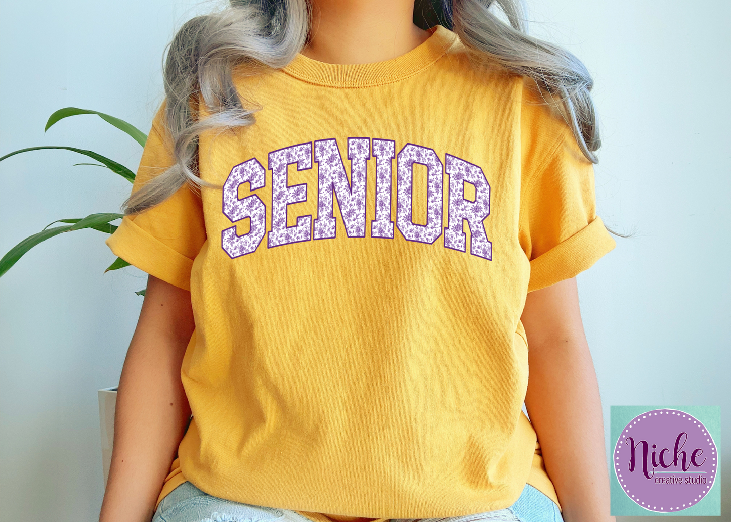 -SCH3344 Senior Purple Floral Decal