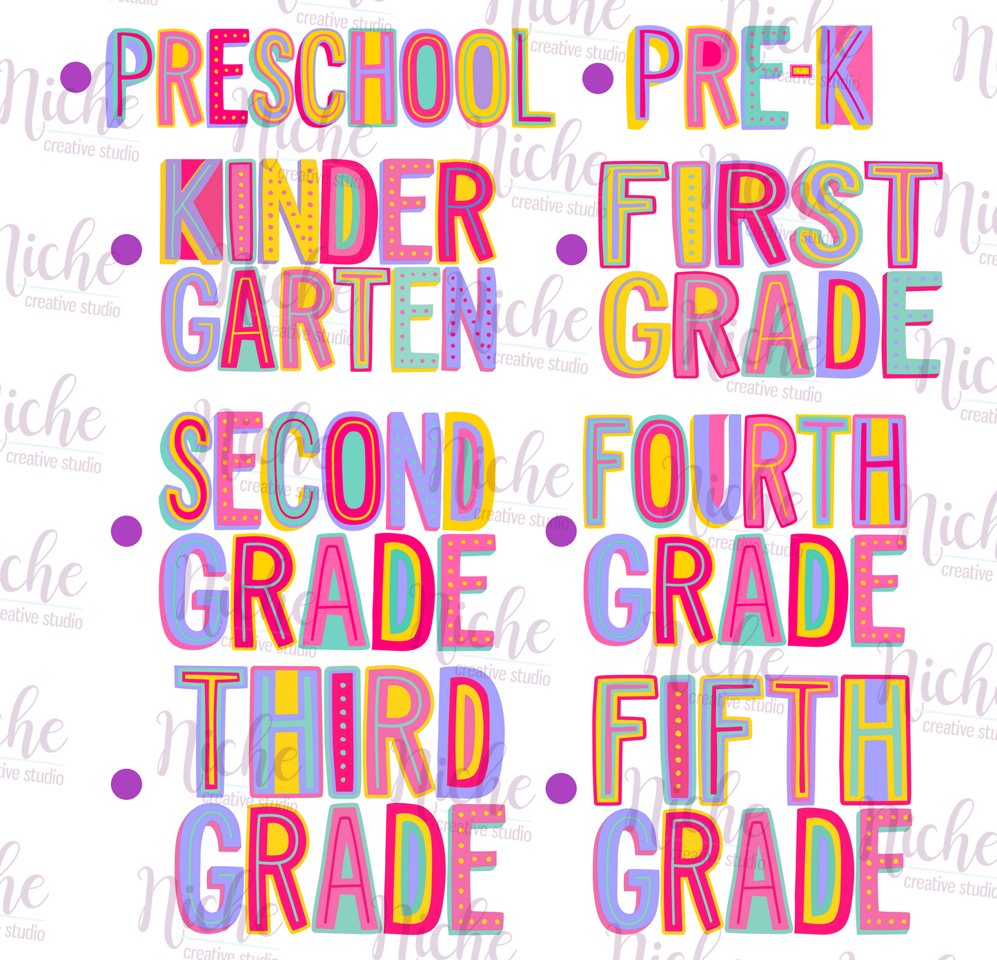 -SCH547 Colorful Grade Levels Decal