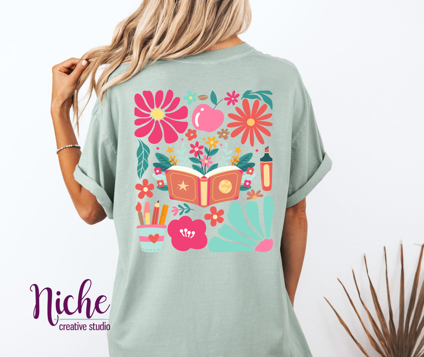 -SCH8230 Boho Floral Teacher Decal