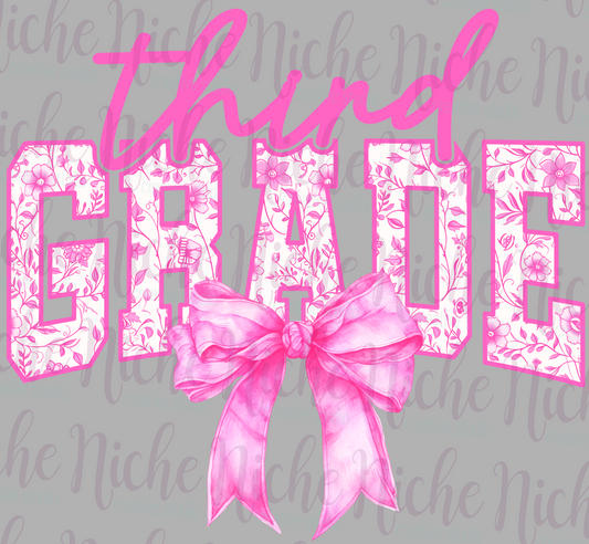 -SCH8283 Third Grade Pink Bow Decal