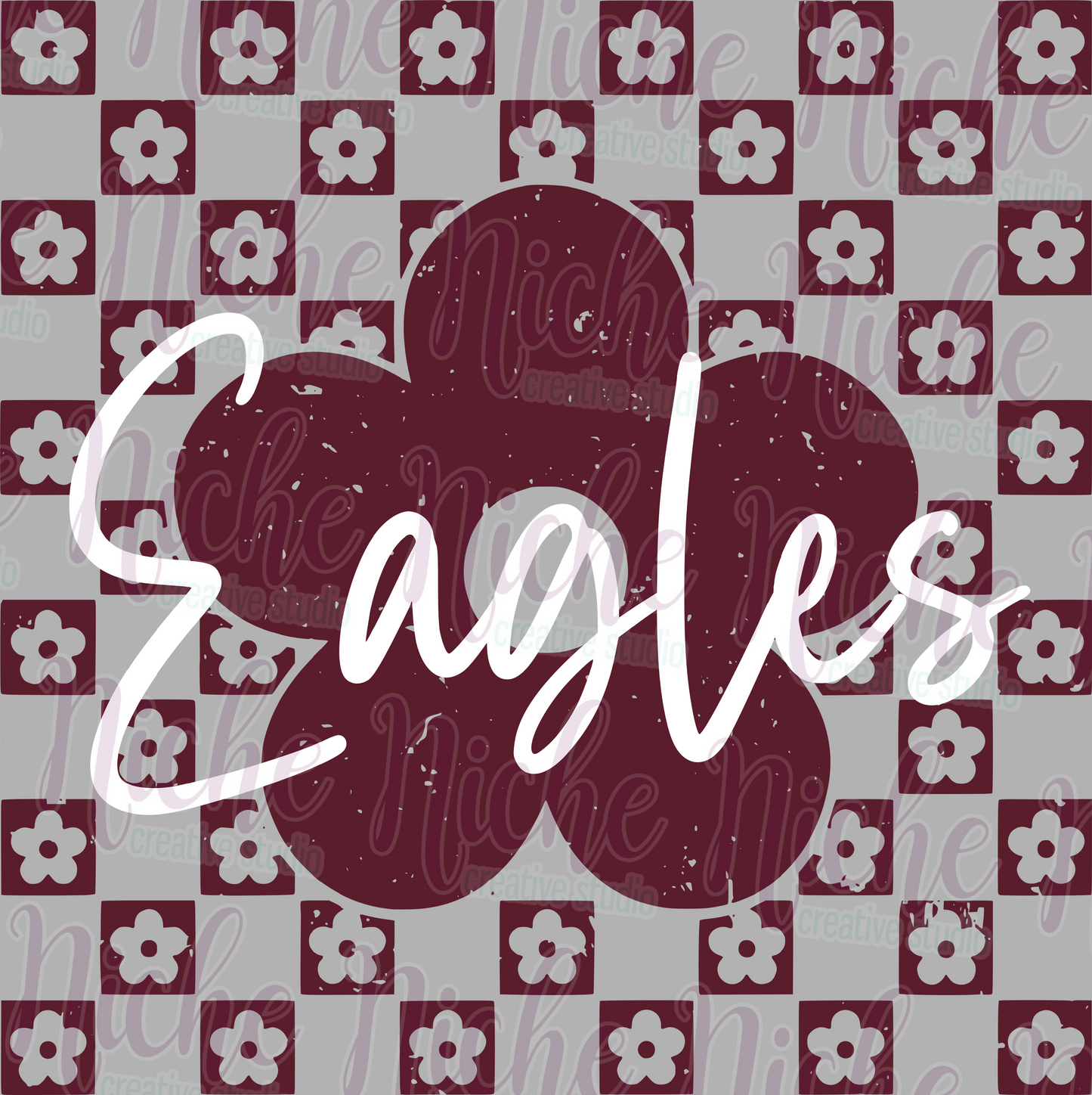 -SCH8317 Checkered Flower Eagles Decal