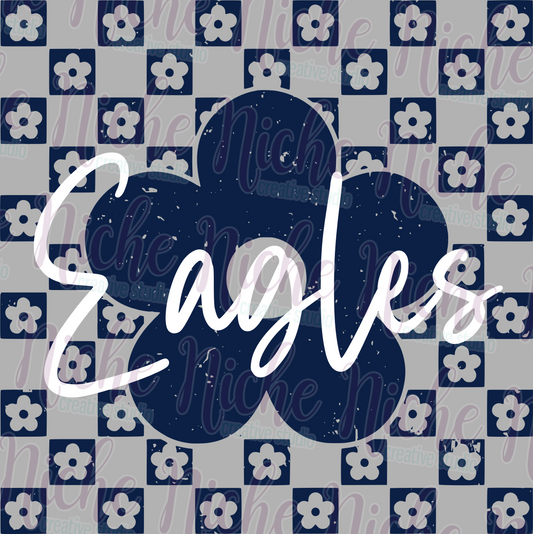 -SCH8416 Checkered Flower Eagles Navy Decal