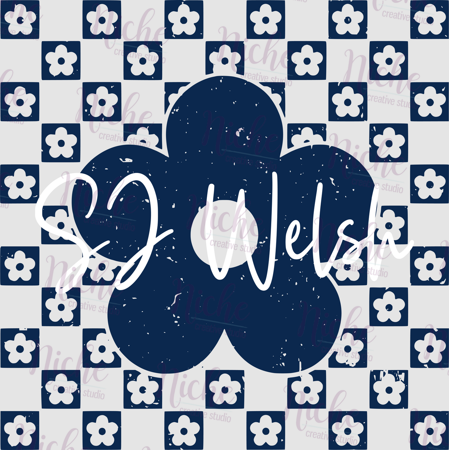 -SJW3327 SJW Checkered Flowers Decal