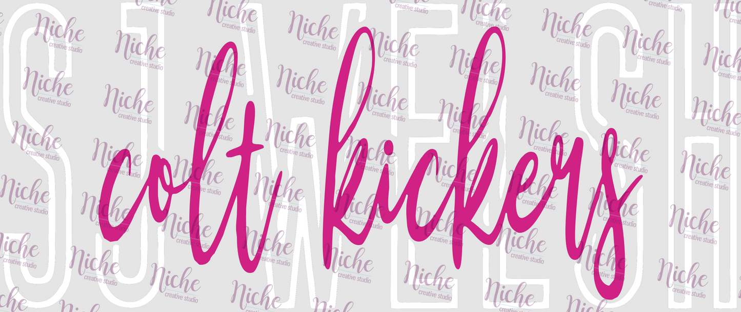 -SJW885 Colt Kickers Stacked Pink Decal