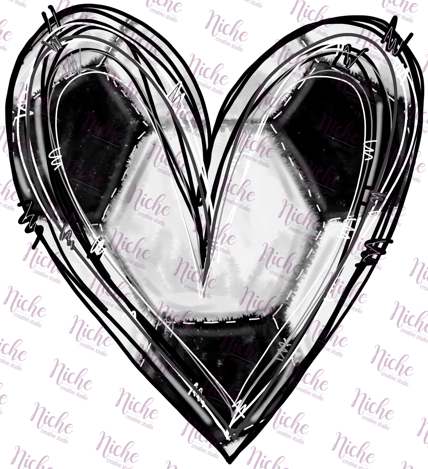 -SOC339 Heart Soccer Ball Decal