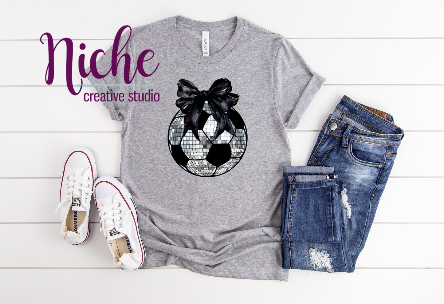 -SOC5207 Soccer Disco Ball Silver Decal