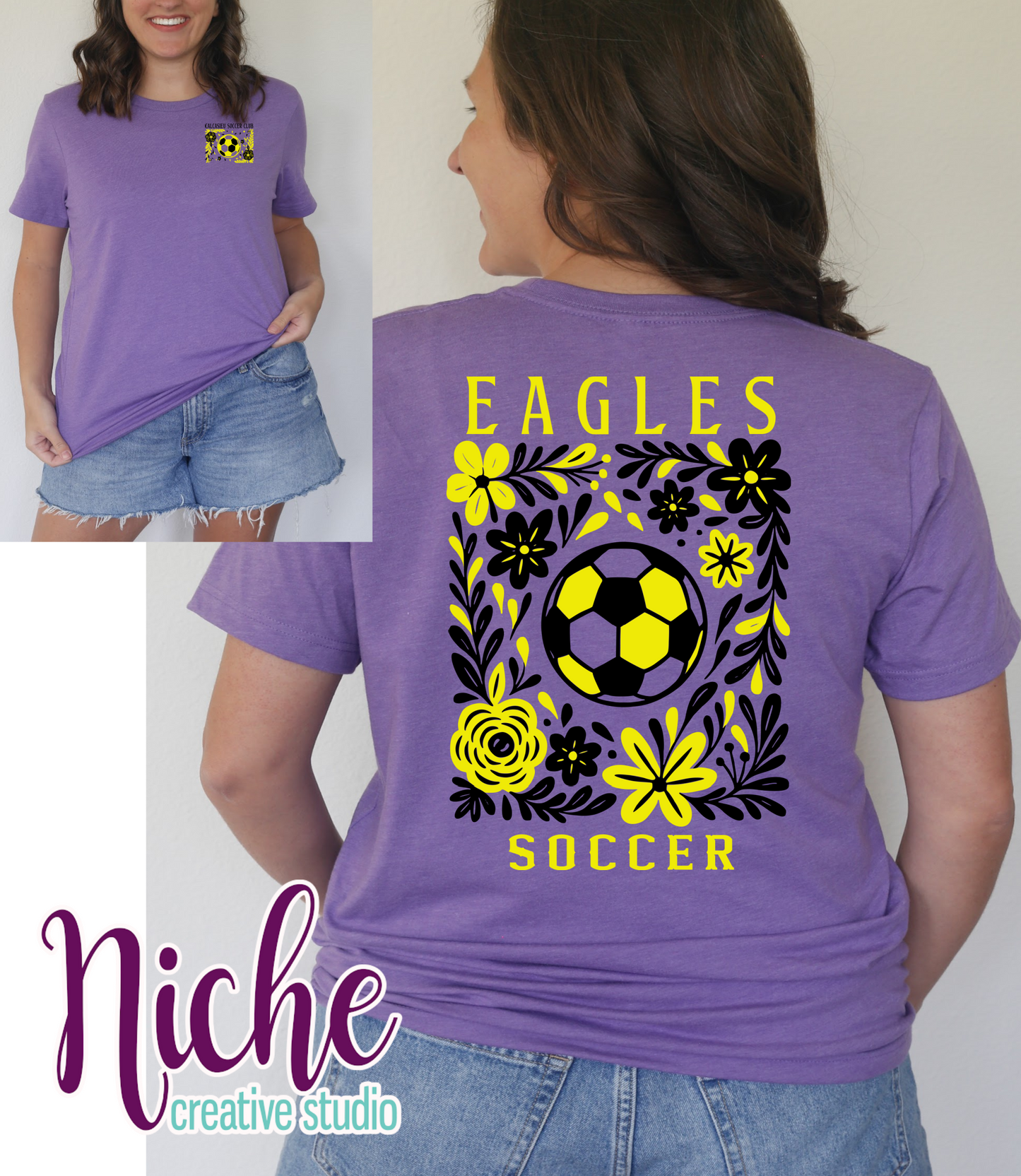 -SOC8000 Eagles Floral Soccer Decal