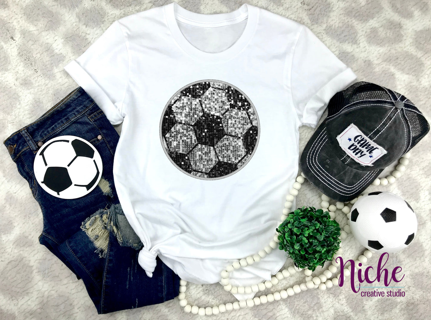 -SPO1549 Sports Balls Faux Sequin Decal