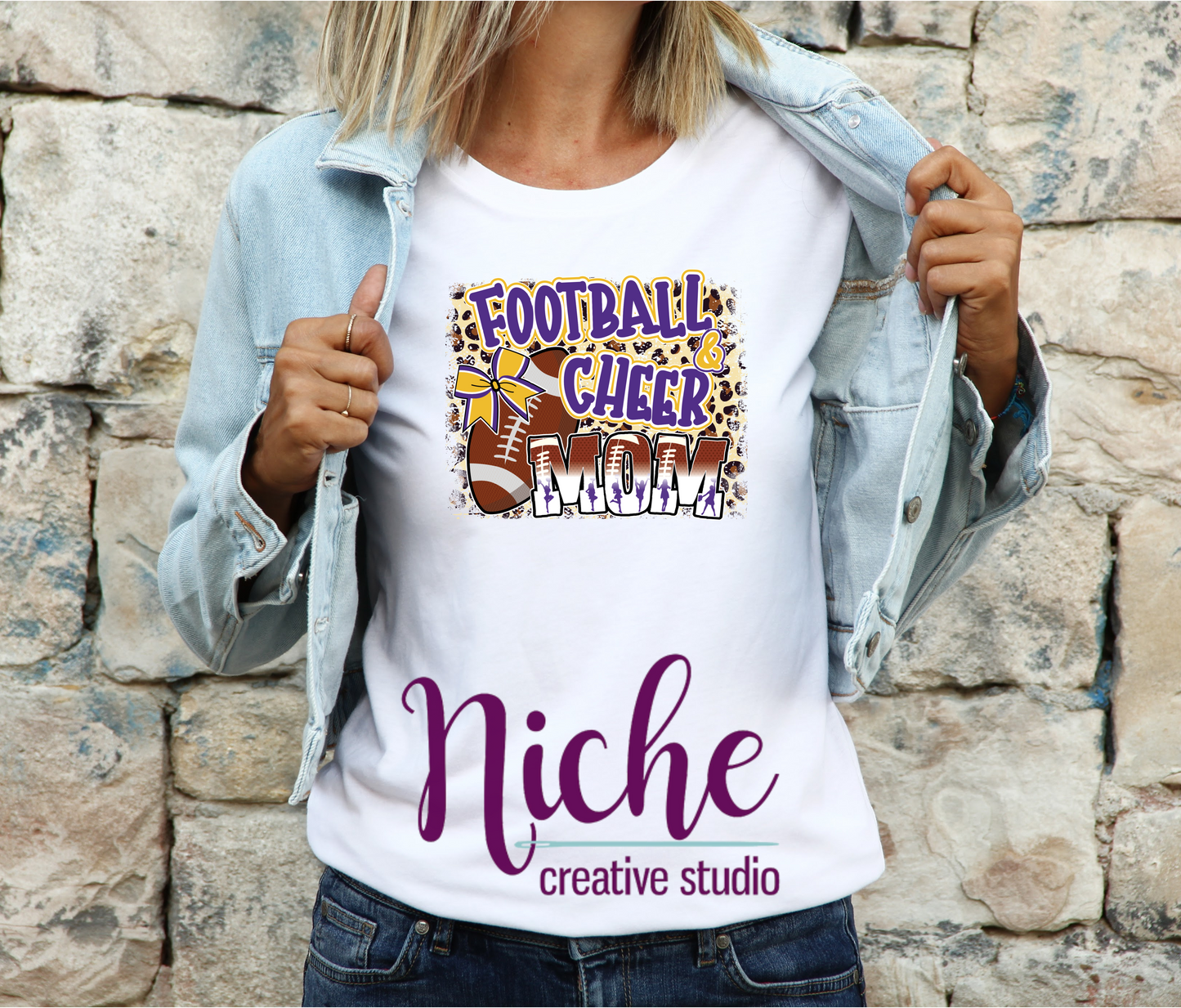 -SPO717 Football and Cheer Mom Decal